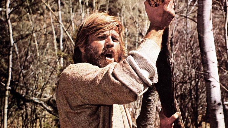 Robert Redford yelling in the woods