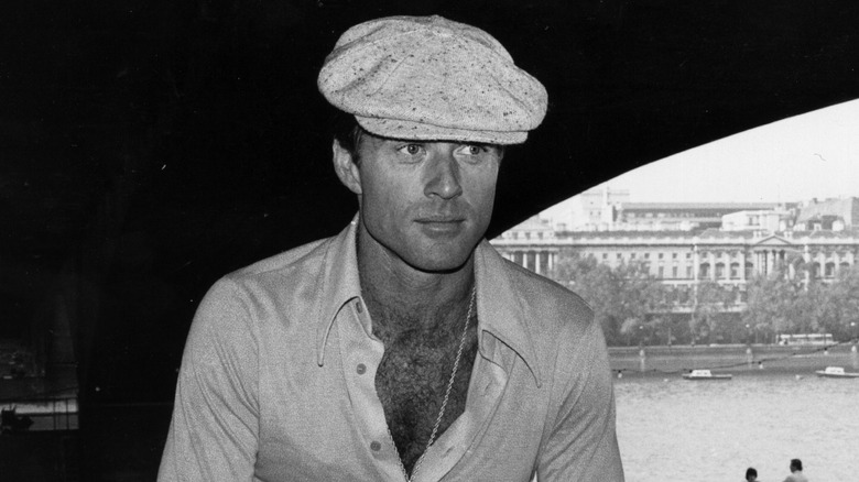 Robert Redford wearing a paperboy hat