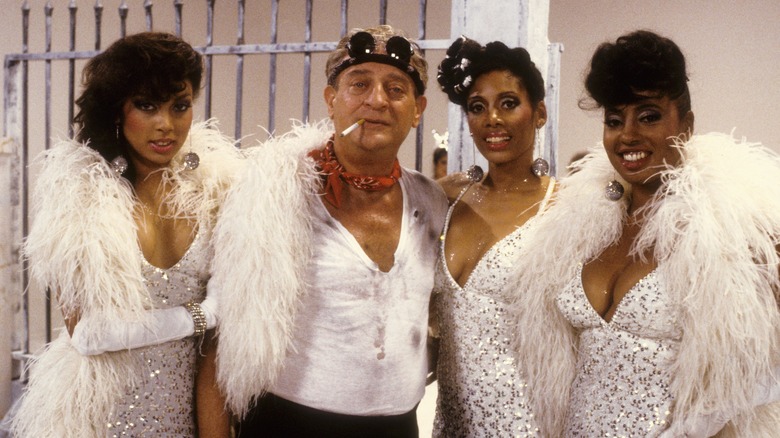 Rodney Dangerfield on the set of "Rappin' Rodney" music video