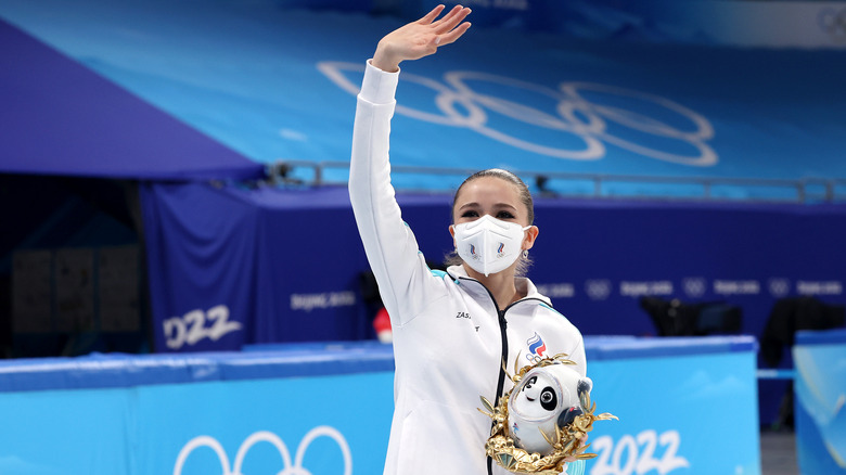 Kamila Valieva waving, 2022