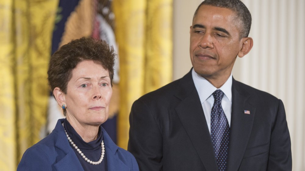 Sally Ride's life partner, Tam O'Shaughnessy, with president barack obama