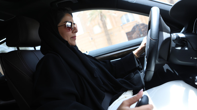 A Saudi woman driving