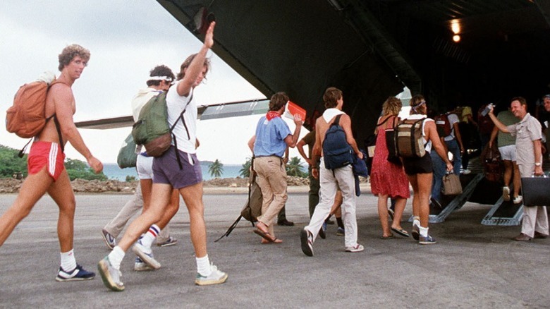USAF evacuating students from Grenada, 1983