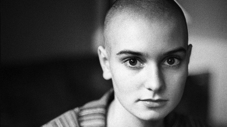 Young Sinéad O'Connor in check shirt