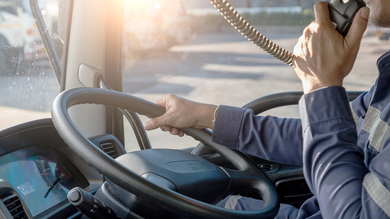 Trucker using CB radio