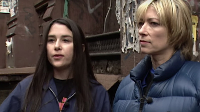 Daisy von Furth and Kim Gordon looking at camera