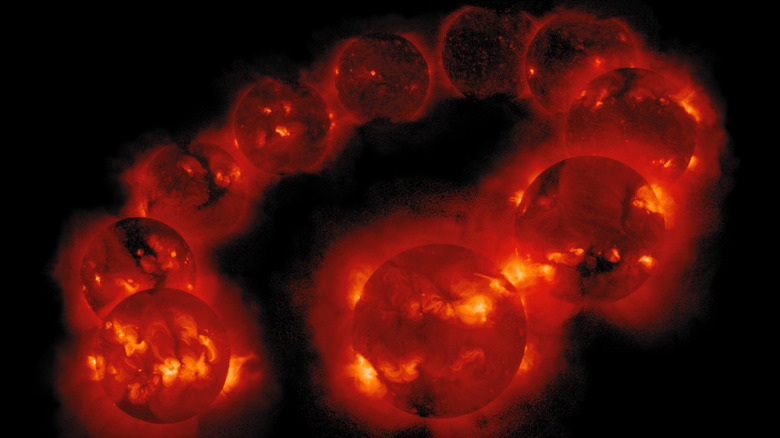 X-ray images of the Sun's variation over 10 years.