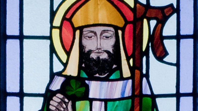 saint patrick and shamrock stained galss