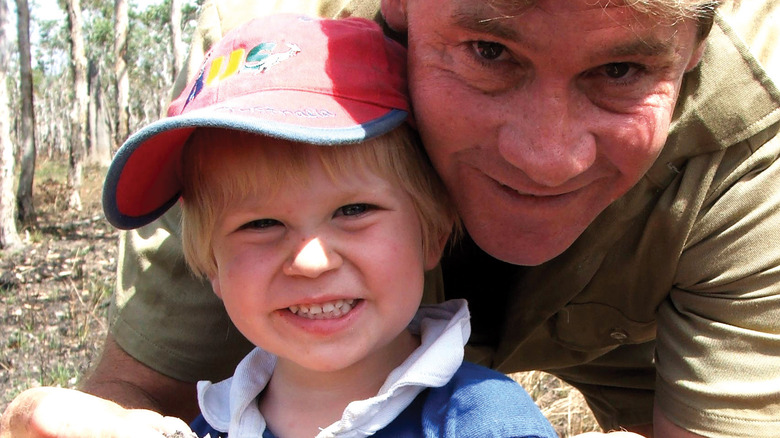 Steve Irwin smiling with his son