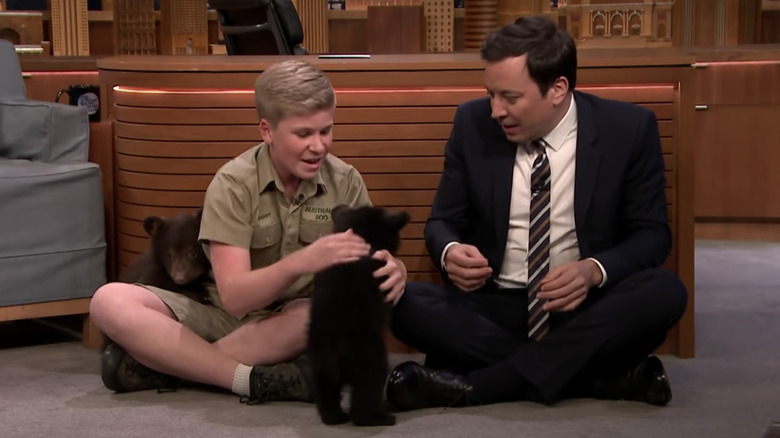 Robert Irwin with Jimmy Fallon and bears