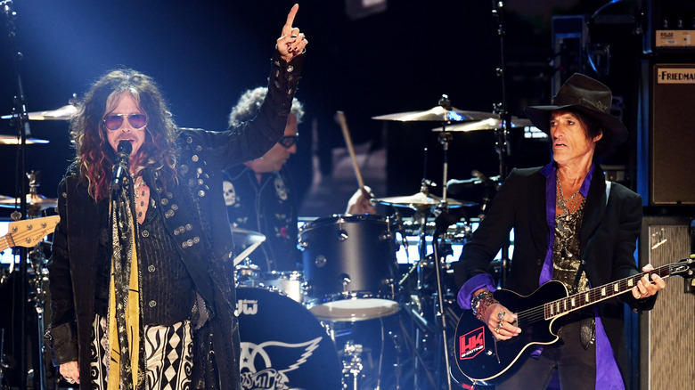 Steven Tyler and Joe Perry on stage