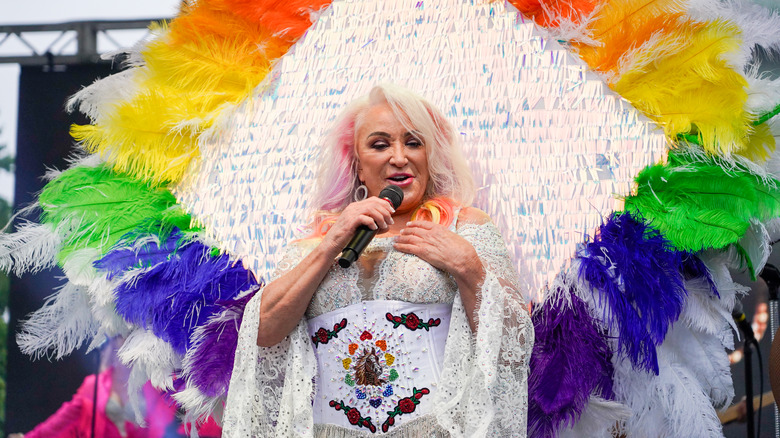 tanya tucker performing in a pride parade