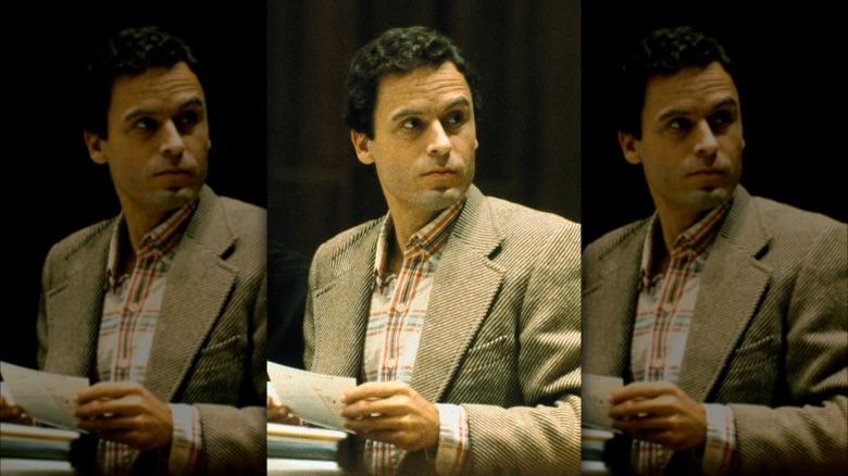 Ted Bundy looking serious in court