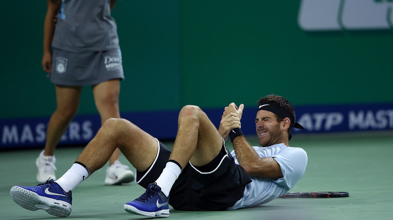 Juan Martin del Potro goes down with an injury