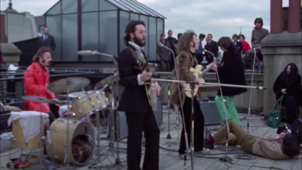 Beatles performing on Apple Corps roof