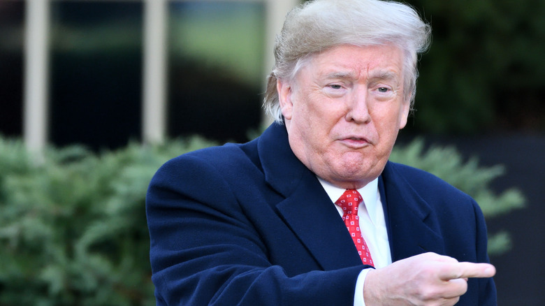 Donald Trump pointing during the turkey pardon