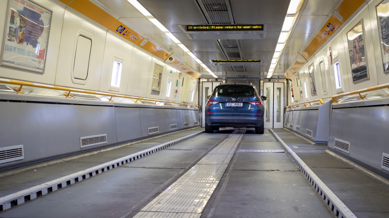 automobile on channel tunnel shuttle