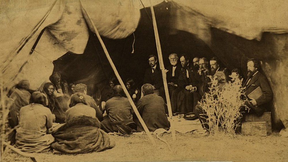 U.S. Army Commissioners in Council with Arapahoes and Cheyennes, 1868