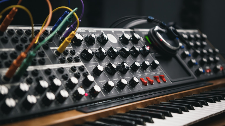 soundboard with knobs and wires