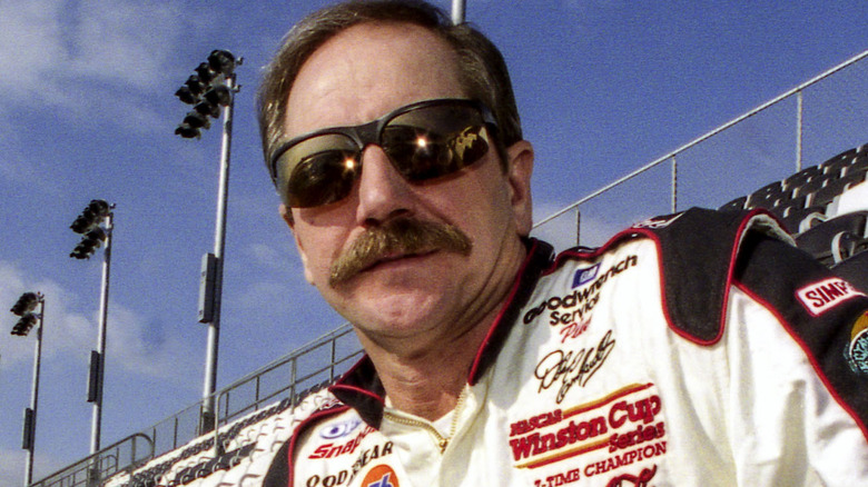 Dale Earnhardt Sr. poses at Daytona International Speedway