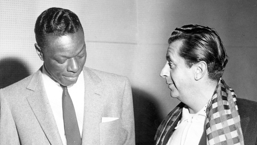 Morey Amsterdam with singer Nat King Cole smiling