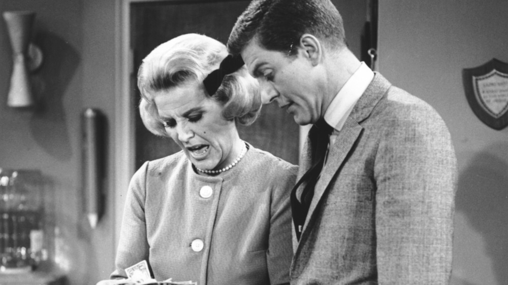 Dick Van Dyke and Rose Marie looking down