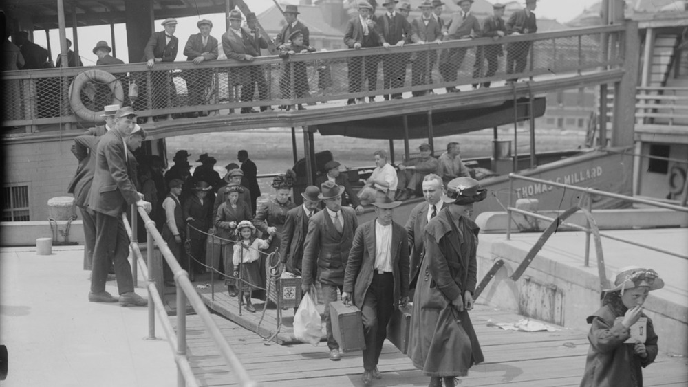Immigrants arriving at Ellis Island 