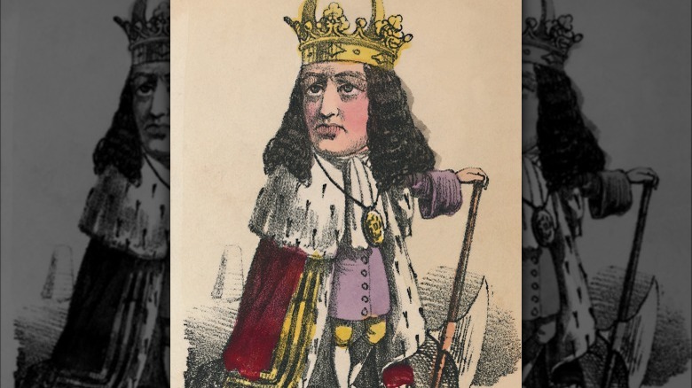 Comic cartoon of King James II