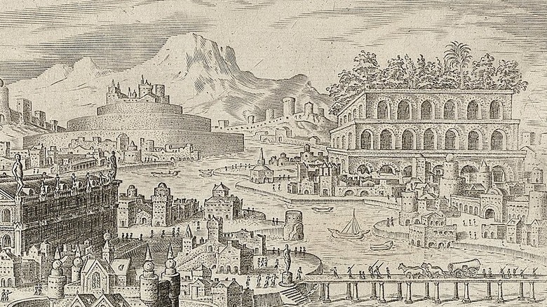 illustration of the hanging gardens of babylon