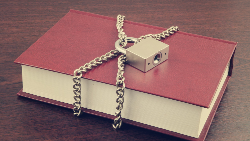 Book with lock and chain.