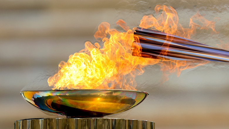 olympic torch and flame