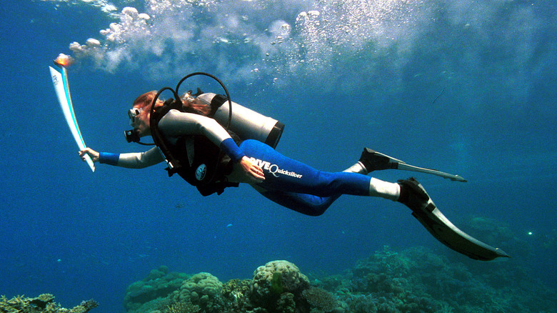 olympic flame carried underwater