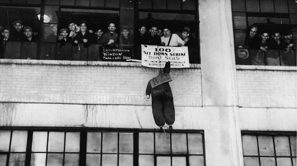 Strikers at Chevrolet Plant in Flint, Michigan