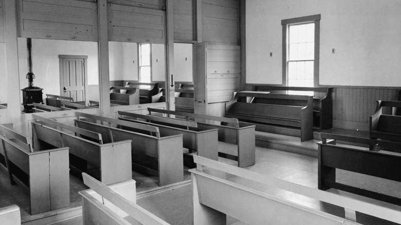 Interior of Quaker meetinghouse