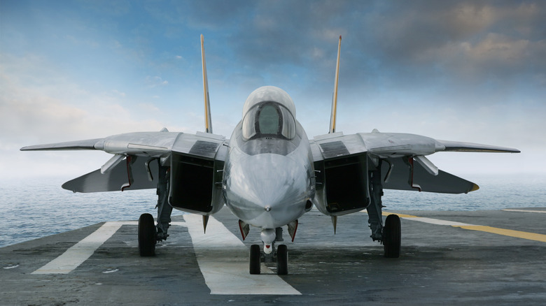 an F-14 on the deck