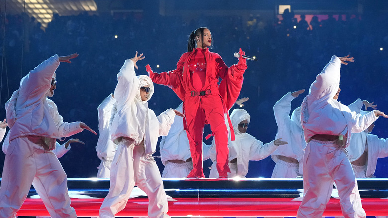 Rihanna performs at halftime