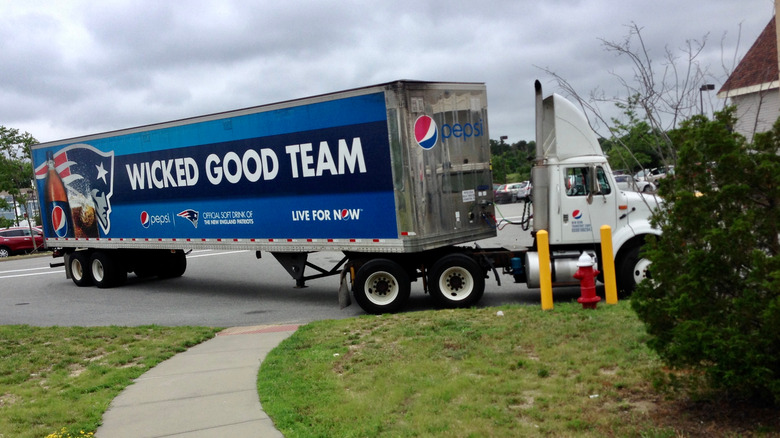 New England Patriots Pepsi ad on semi truck