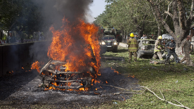 A suicide car bomb explosion in Kabul in 2009 