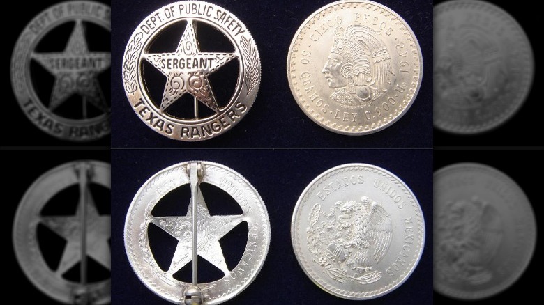 Texas Ranger badge, Mexican coin