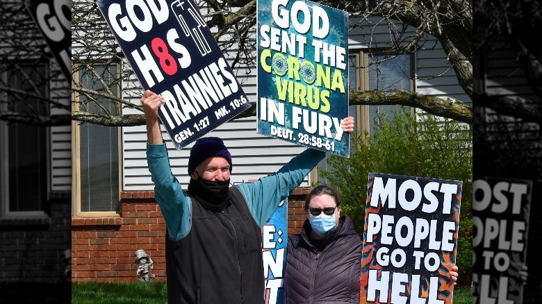 Church members protesting