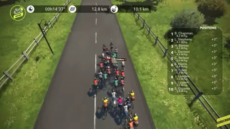 View of the Zwift virtual Tour de France