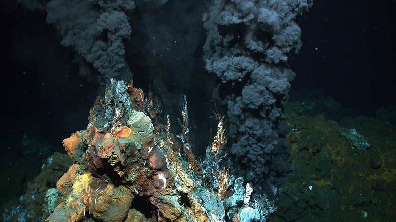 Deep sea hydrothermal vents in Earth's oceans.