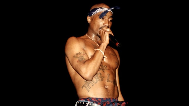 Tupac Shakur rapping onstage