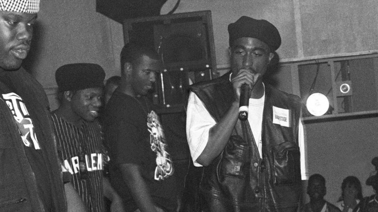 Tupac Shakur rapping onstage