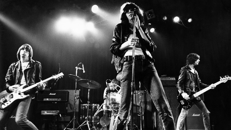 The Ramones leather jackets on stage