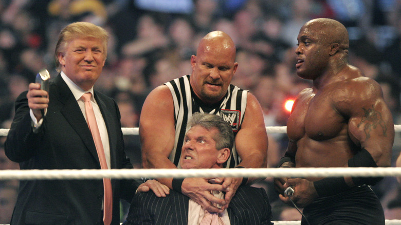 Donald Trump shaves Vince McMahon's hair