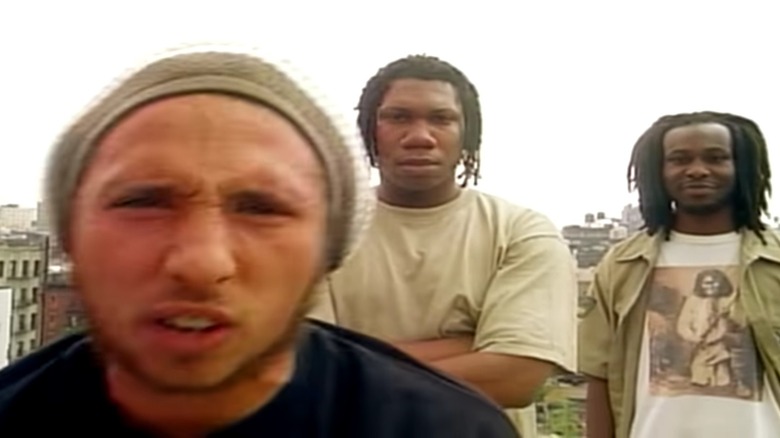 Zack De La Rocha with KRS-One and Last Emperor in the video for C.I.A.