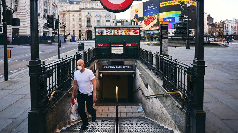 a passenger leaving train station