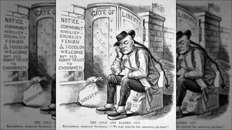 Cartoon protesting Chinese Exclusion Act