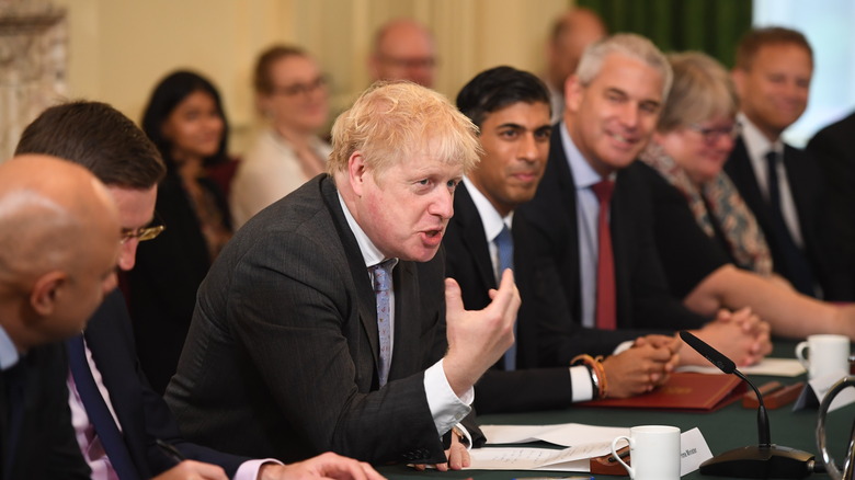 Boris Johnson in a cabinet meeting in 2021